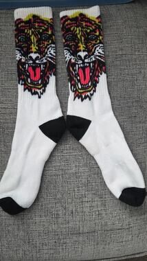 Tiger Graphic Crew Socks Animal Print Ed Hardy styleNovelty Unisex NWOT